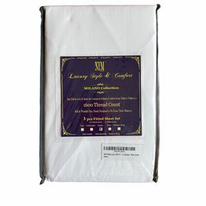 COPY - NIM 1600 Thread Queen White Fitted Sheet 2…